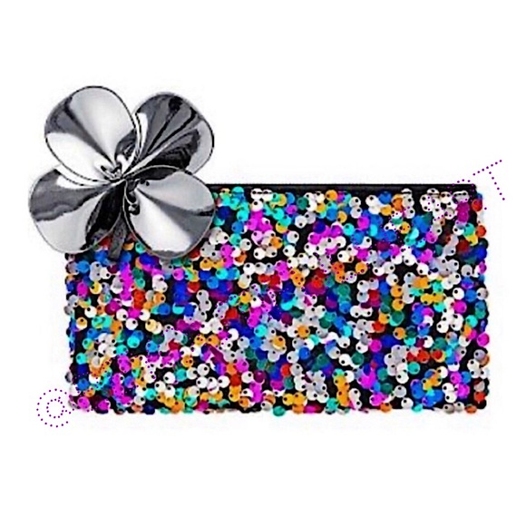 MAC Cosmetics Shiny Pretty Things Makeup Bag with Rainbow Sequins - Picture 1 of 10